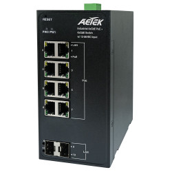 D40-082-30-DC Industrial 8-Port 30W PoE + 2-Port SFP Gigabit Switch w/ 12~56VDC Input