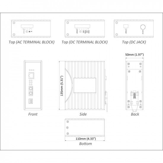 EL900-A-B-1-A 10/100BASE-TX to 100BASE-FX Hardened Media Converter (SC, MM)