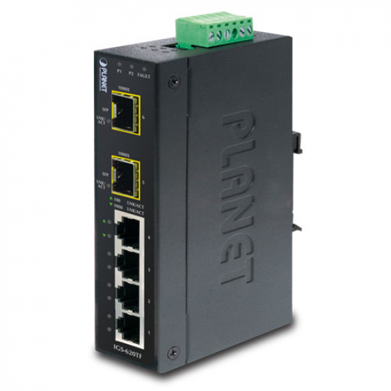 IGS-620TF - Industrial 4-Port 10/100/1000T + 2-Port 100/1000X SFP Ethernet Switch