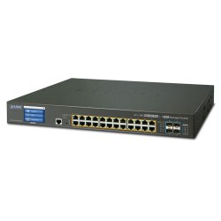 GS-5220-24UP4XV / GS-5220-24UP4XVR - L2+ 24-Port 10/100/1000T Ultra PoE + 4-Port 10G SFP+ Managed Switch with LCD touch screen