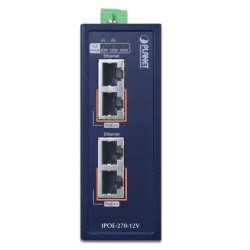 IPOE-270-12V Industrial 2-port Multi-Gigabit 802.3bt PoE++ Injector Hub  (12 to 56VDC Input)